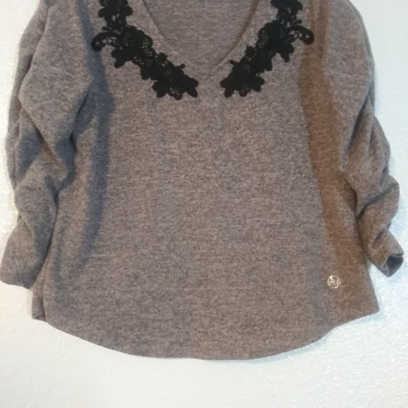 Adrienne Vittadini women's size L light pink and black marbled sweater - Picture 3 of 15